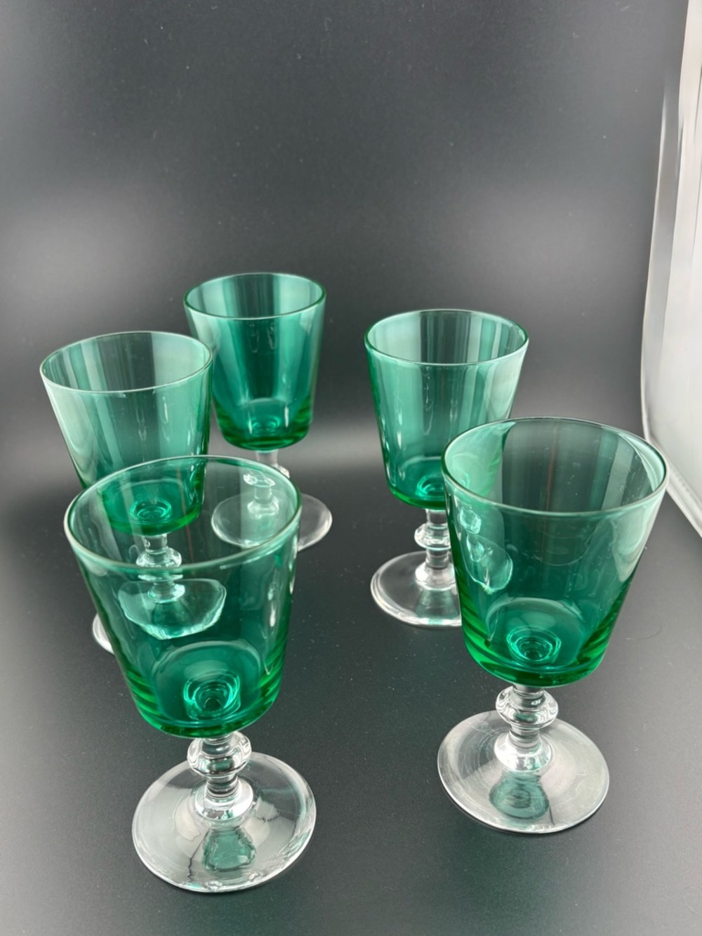 Morgantown Emerald Green Cordial Glasses - set of 5